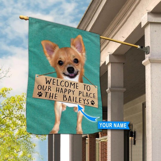 THF20072403 Chihuahua-Welcome to our happy place Personalized Flag