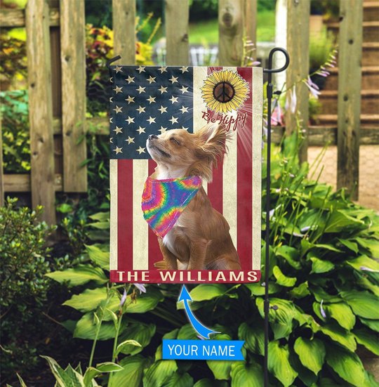 MHFCHO212 Chihuahua Hippie Personalized Flag