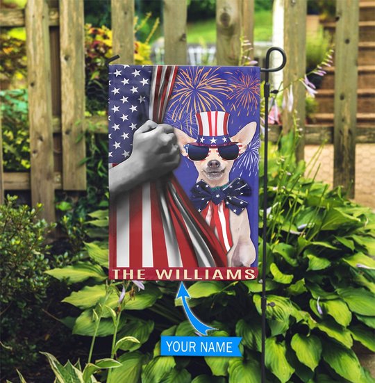 BIF1503 Chihuahua Independence Day Personalized Flag