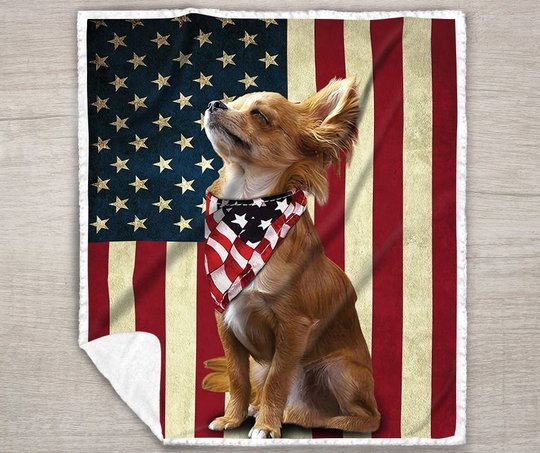 BIQ0403 Chihuahua Flag Fleece Blanket – Made in USA