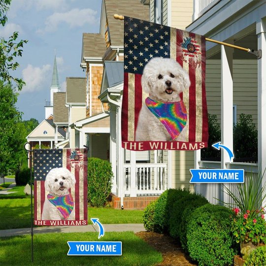 MHFCHO210 Bichon Frisé Hippie Personalized Flag