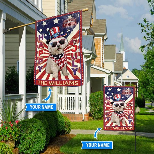 DIF6013-Bichon Frisé God bless america - 4th of july Personalized Flag