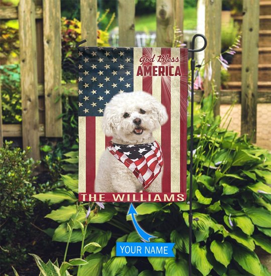 THF0163 Bichon Frisé God Bless America Personalized Flag