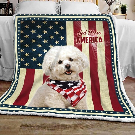 Bichon Frisé God Bless America Quilt Bed Set & Quilt Blanket