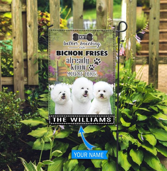 BIF1411 Bichon Frisé Don't bother knocking Personalized Flag