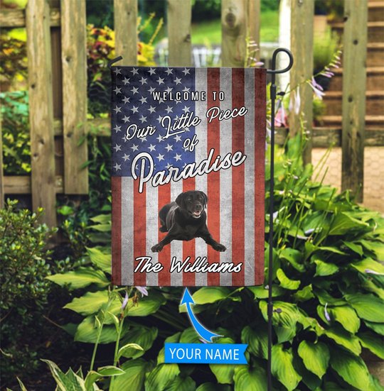 BIF20070906 Black Labrador Retriever Welcome To Our Paradise Personalized Flag