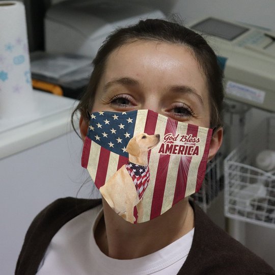 THM20072421 Labrador Retriever God Bless Face Mask