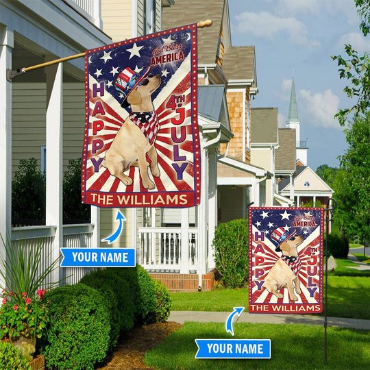 DIF6022-Labrador Retriever God bless america - 4th of july Personalized Flag