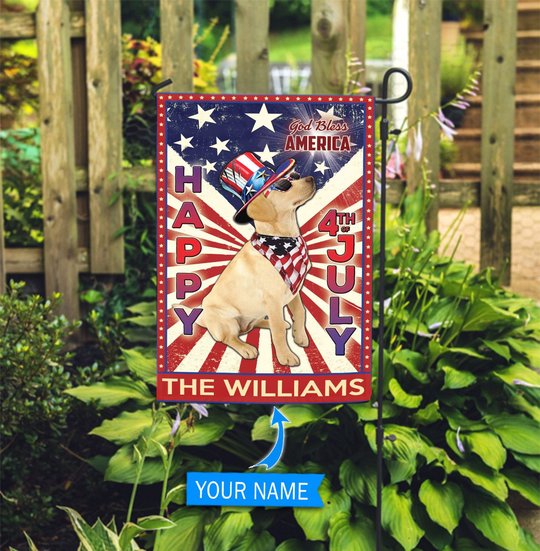 DIF6022-Labrador Retriever God bless america - 4th of july Personalized Flag