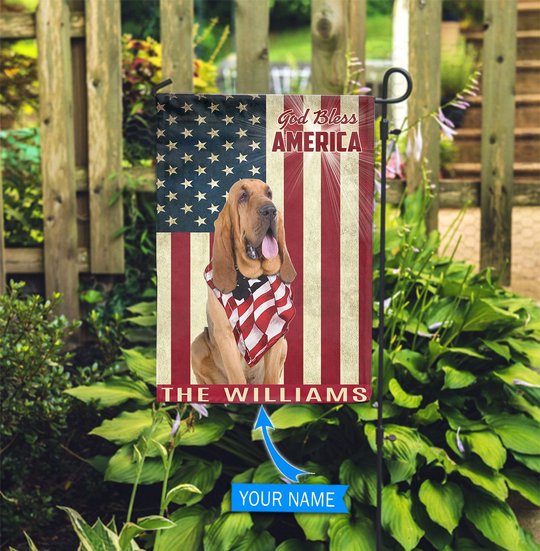 THF0209 Bloodhound God Bless America Personalized Flag