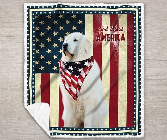 Great Pyrenees God Bless America Quilt Bed Set & Quilt Blanket