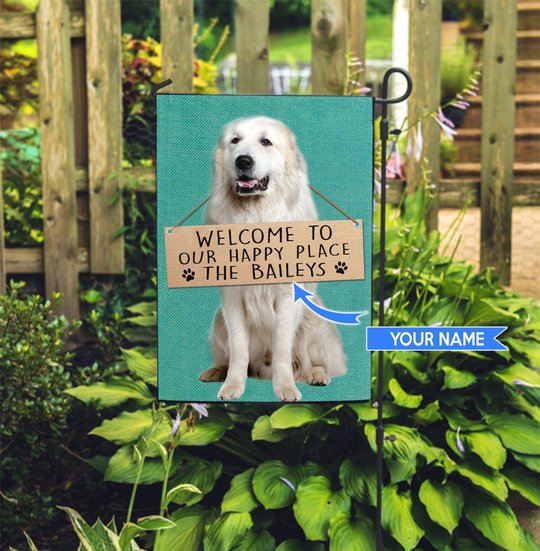 THF20072910 Great Pyrenees-Welcome to our happy place Personalized Flag