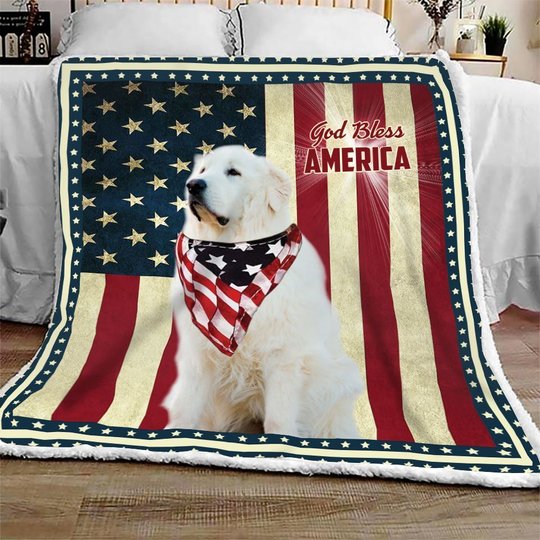 Great Pyrenees God Bless America Quilt Bed Set & Quilt Blanket