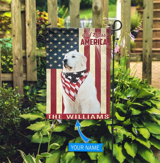 THF0172 Great Pyrenees God Bless America Personalized Flag