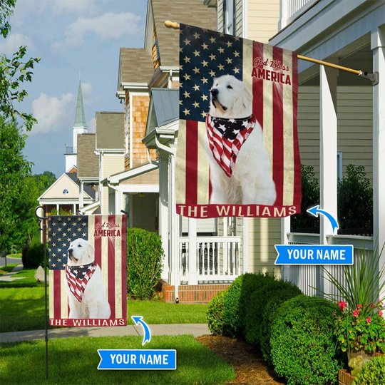 THF0172 Great Pyrenees God Bless America Personalized Flag