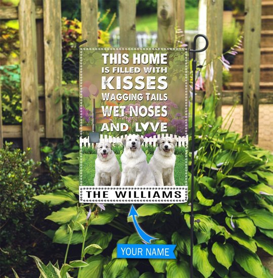 BIF2512 Great Pyrenees This Home Is Filled With Kisses Personalized Flag