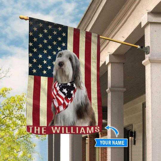 THF0288 Old English Sheepdog Personalized Flag