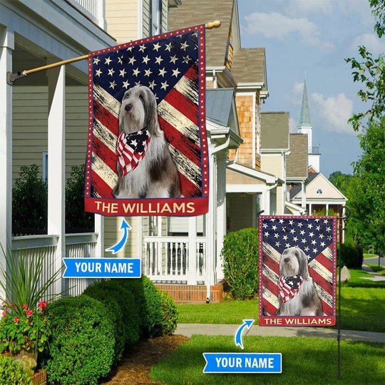 DIF4036-Old English Sheepdog Personalized Flag