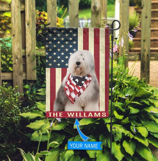 THF0293 Old English Sheepdog Personalized Flag