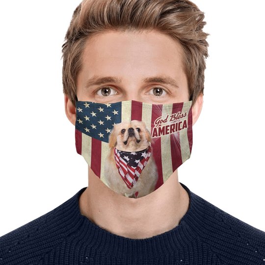 THM20072426 Pekingese God Bless Face Mask