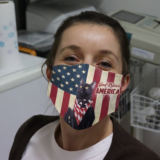 THM20072405 Black cat God Bless Face Mask