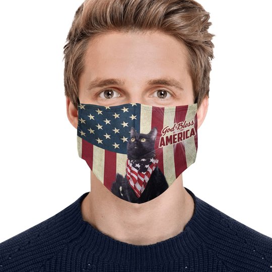 THM20072405 Black cat God Bless Face Mask