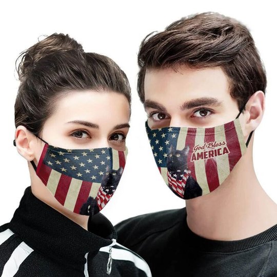 THM20072405 Black cat God Bless Face Mask