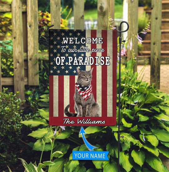 BIF20071319 Cat Welcome To Our Paradise Personalized Flag