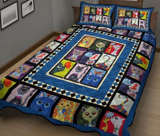 THE5055 Cat Quilt Bed Set
