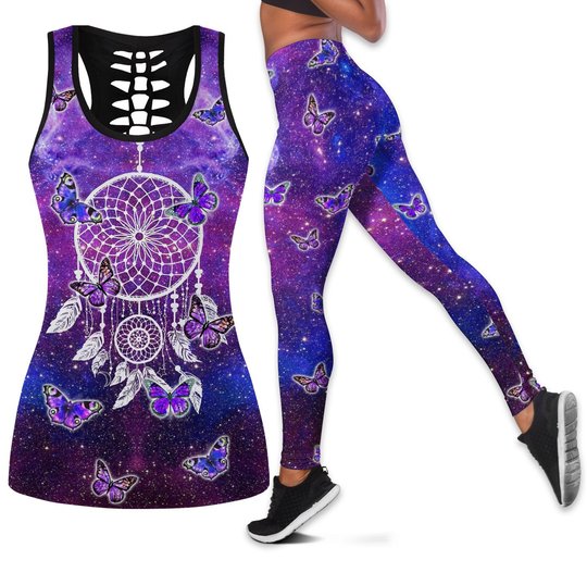 THL0113 Butterfly Dreamcatcher COMBO LEGGINGS AND HOLLOW TANK TOP
