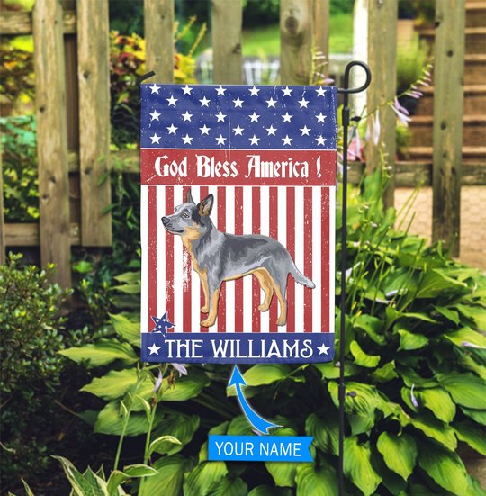 CHFD3011 Australian Cattle God Bless America Personalized Flag