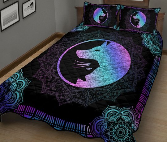 THE5062 Yin Yang dog cat Quilt Bed Set