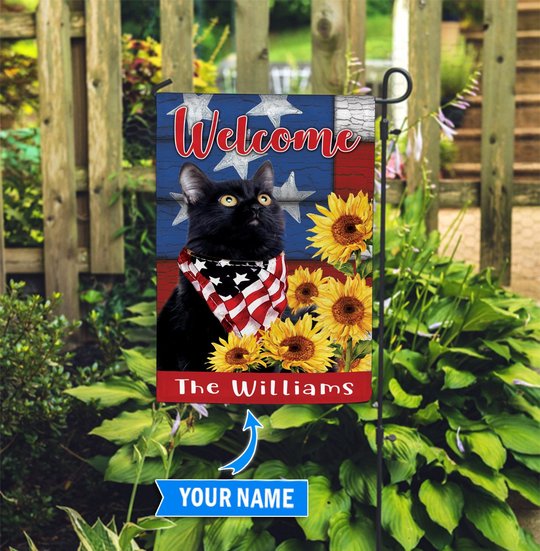 DIF12003- Black Cat Personalized Flag