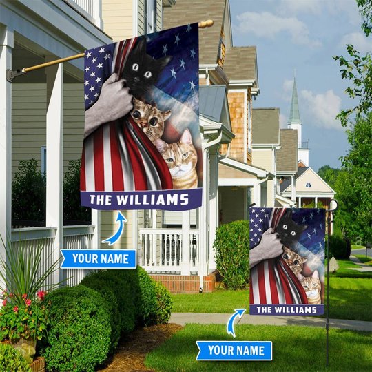 HUFCAT1006 Cat Personalized Flag