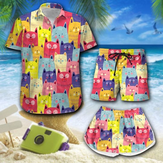 MHTMEO101 - MHOMEO101 Cat Pattern Hawaii Men-Women set