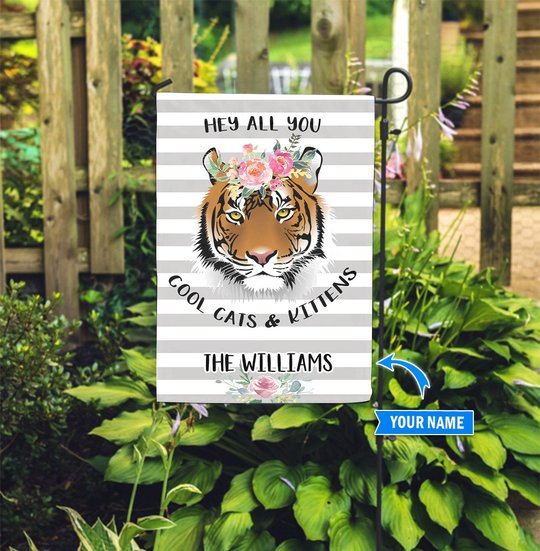 BIF2201 Tiger Cool Cats And Kittens Personalized Flag