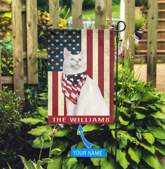 BIF1316 white maine coon cat Personalized Flag