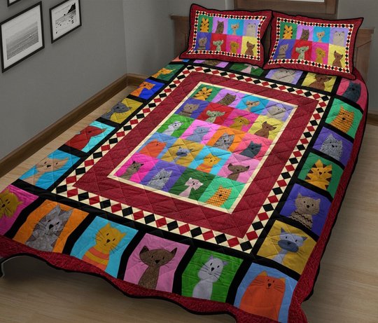 THE5054 Cat Quilt Bed Set
