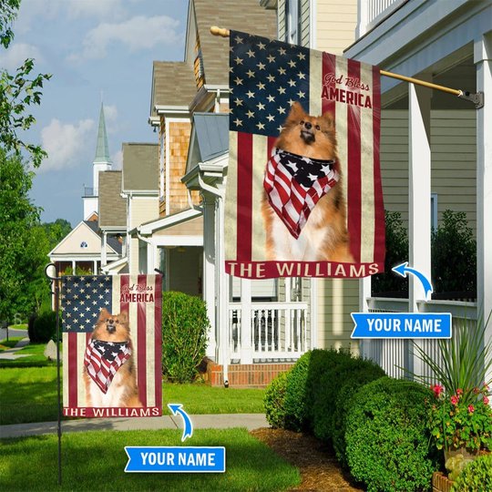 THF0231 Shetland Sheepdog God Bless America Personalized Flag
