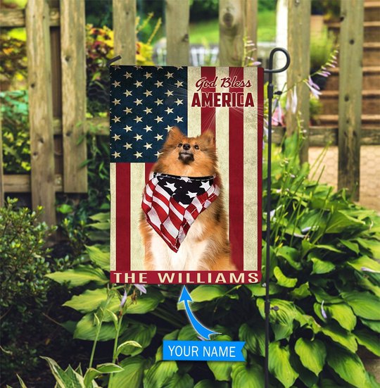 THF0231 Shetland Sheepdog God Bless America Personalized Flag