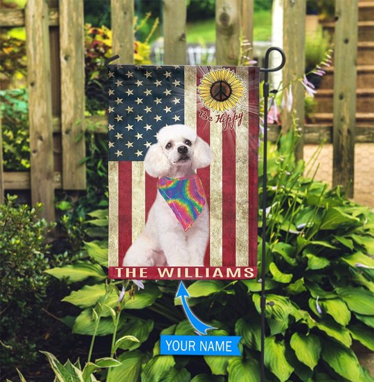 MHFCHO117 Poodle Hippie Personalized Flag
