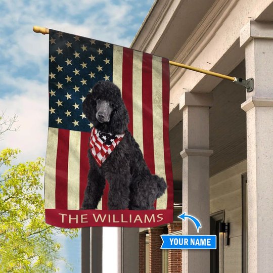 BIF1310 Black Poodle Personalized Flag