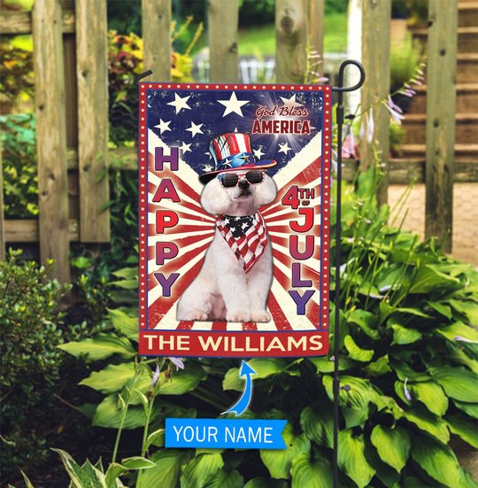 DIF6026-Poodle God bless america - 4th of july Personalized Flag