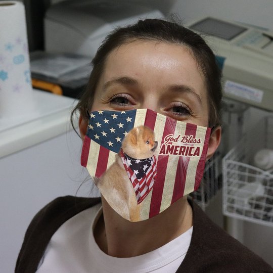 THM20072428 Pomeranian God Bless Face Mask