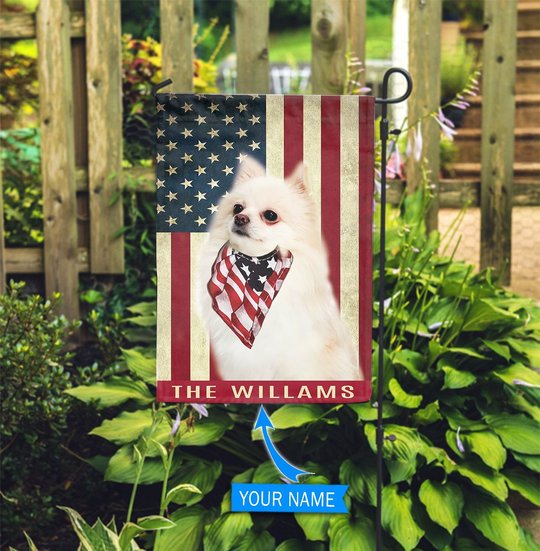 BIF1319 white Pomeranian personalized flag