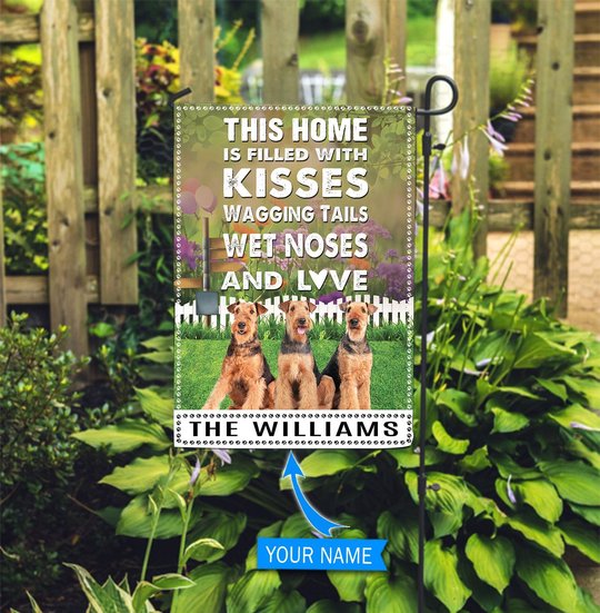 BIF2502 Airedale Terrier This Home Is Filled With Kisses Personalized Flag