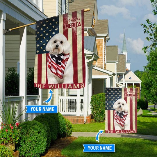 THF0158 Maltese God Bless America Personalized Flag