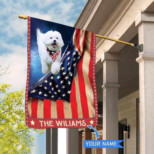 CHFD1038 Maltese Personalized House Flag