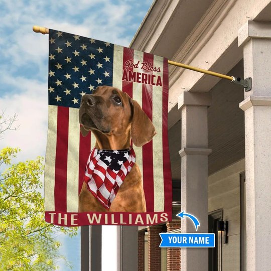 THF0228 Rhodesian Ridgeback God Bless America Personalized Flag