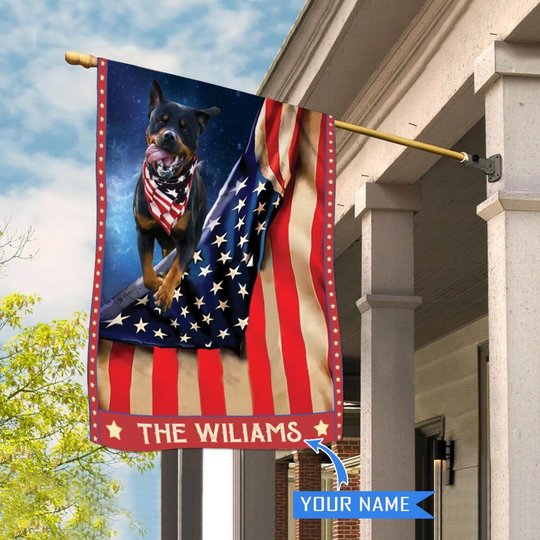 CHFD1018 Rottweiler Personalized House Flag